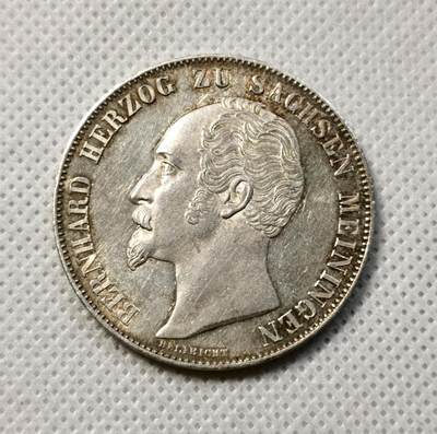 甄臻铺-世界币章拍卖（第38期）立冬小精品场，送拍享返佣金等优惠多多 德国 1854 萨克森-梅宁根 伯恩哈德二世 2盾 稀少品种 转光包浆都很不错 品相同样难得