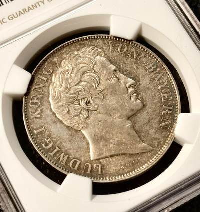 甄臻铺-世界币章拍卖（第38期）立冬小精品场，送拍享返佣金等优惠多多 NGC-UNCD 1848年德国巴伐利亚路德维希一世流通2盾 1848年欧洲大革命中路一被迫退位 这最后末年流通泰勒见证着风流艺术国王最后的容光