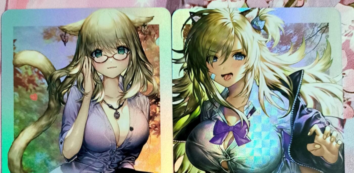 龙虎卡牌第六二场 百里霸场 （无佣金，周六结拍，欢迎送拍） 彩闪2张 精选猫女对卡（卡背二拼图）