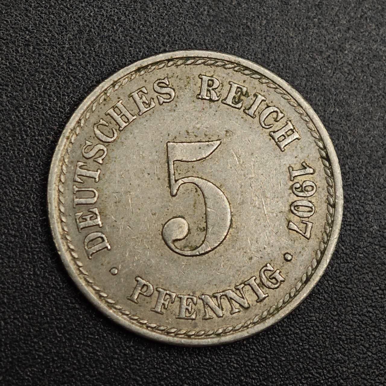 【淘币小摊】实时拍第七百九十一拍   散币纸币套币场   满百包邮可预留二周 每周一统一发货   德国1907年5芬妮镍币