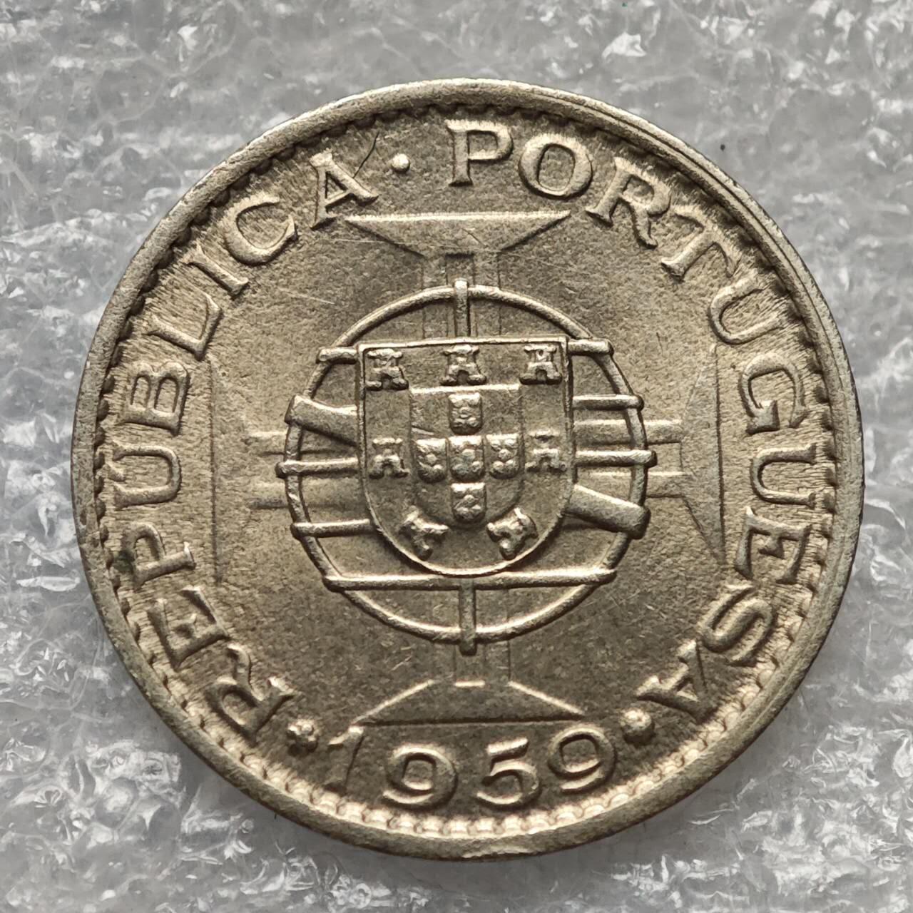 【淘币小摊】限时拍第七百九十五拍  葡属印度爪哇波兰阿根廷专场  满百包邮可预留两周  周一统一发货  葡属印度1959年60分镍币原光好品相 km32
