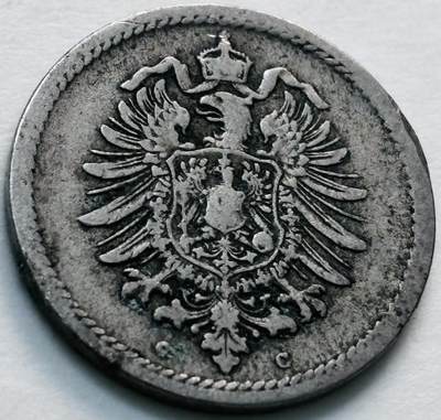 文馨钱币收藏第 279 场，银币，纪念铜章场 长期接收代拍品 - 少见 1875 年德意志帝国短翅鹰 5 芬尼 第一版 C 厂