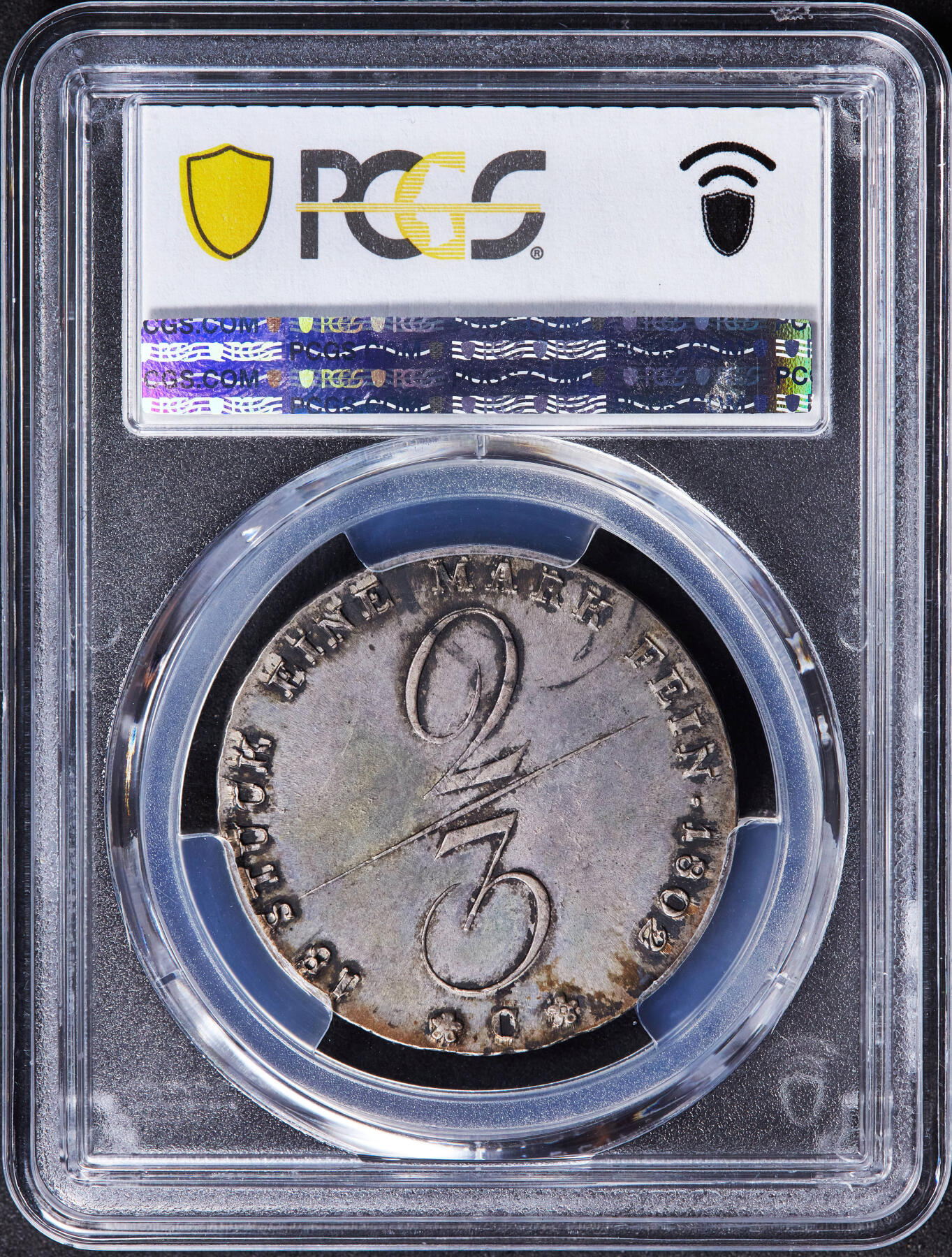 【俄甄集藏】2025年(044)11-12星期三晚 19:30 全场包邮 德国不伦瑞克-吕内堡-卡伦伯格-卡伦伯格1802年乔治三世C版2/3泰勒银币，PCGS MS63，亚军，黄油五彩老包浆，原光品相，少见品种