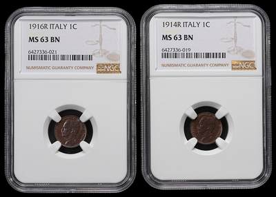 修遠堂世界钱币第九十二期 - NGC评级 意大利1分铜币两枚
