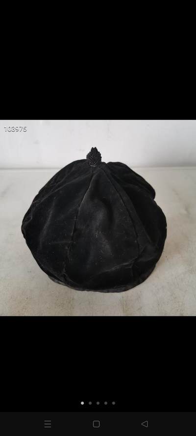 民国时期，地主老财瓜皮帽一个，品相如图，琉璃帽顶子，保老保真 - 民国时期，地主老财瓜皮帽一个，品相如图，琉璃帽顶子，保老保真