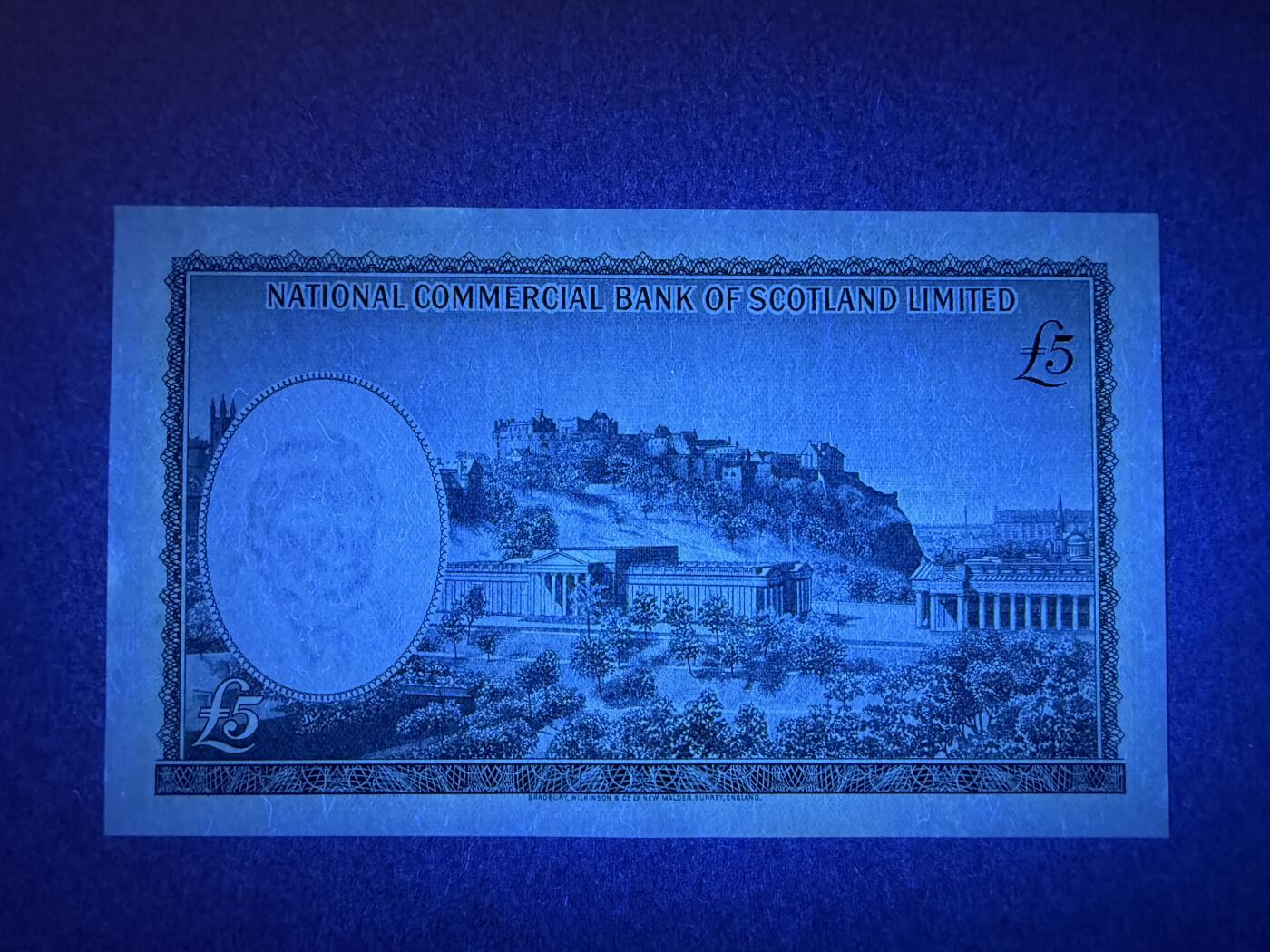 《艾美收藏》第219期-11.9周日外币畅拍场 苏格兰5镑 UNC 1966年 国家商业银行老版本 苏格兰爱丁堡城堡 无4