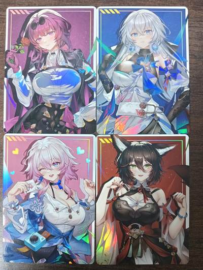 花开卡拍第46期（11月9号周日截拍，品控勿拍!!!拍品不寄存，运费5元，自制卡难免瑕疵，可能存在轻微撞角爆边等出厂瑕疵，品控介意勿拍！） - 崩铁 1套4张 彩闪