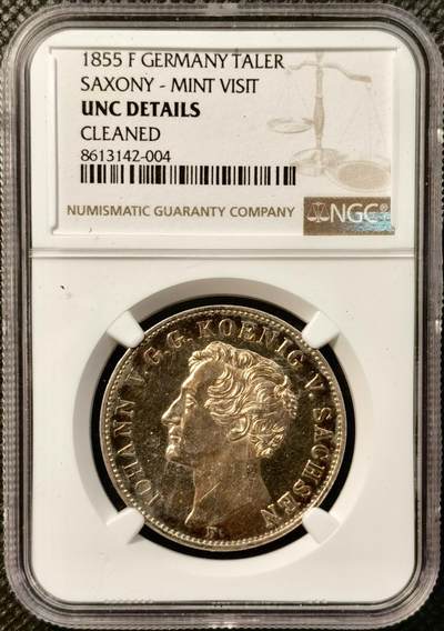 甄臻铺-世界币章拍卖（第38期）立冬小精品场，送拍享返佣金等优惠多多 - NGC-UNCD 1855年德国萨克森约翰国王访问造币厂纪念泰勒 少见品种 pl质感 金彩包浆