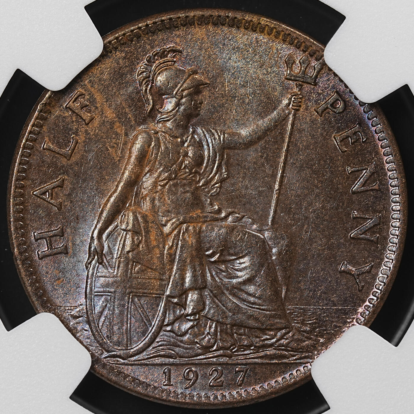 修遠堂世界钱币第九十二期 NGC MS63BN 1927年英国1/2便士