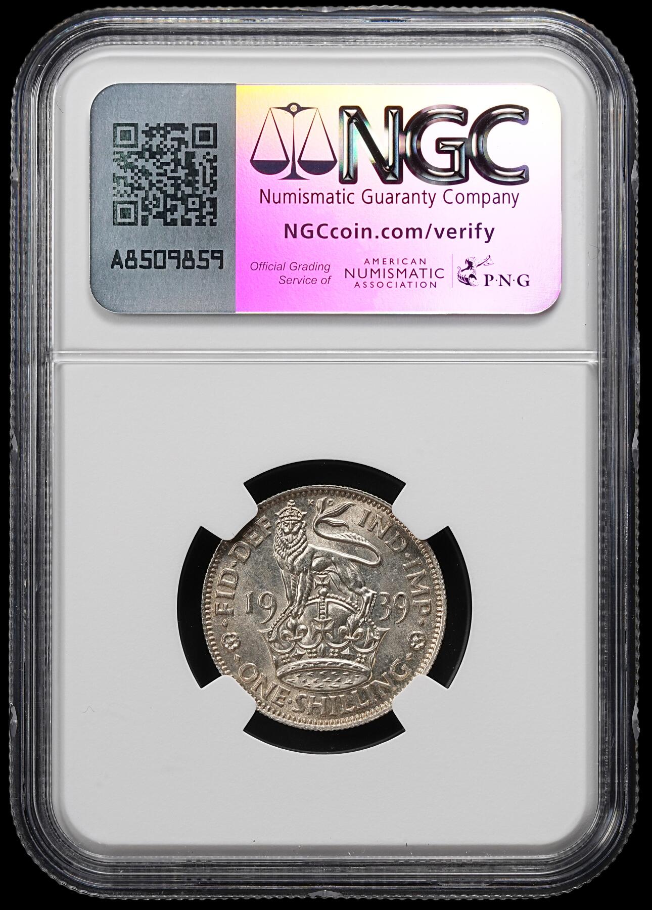 修遠堂世界钱币第九十二期 NGC MS63 1939年英国1先令银币 英格兰徽章版