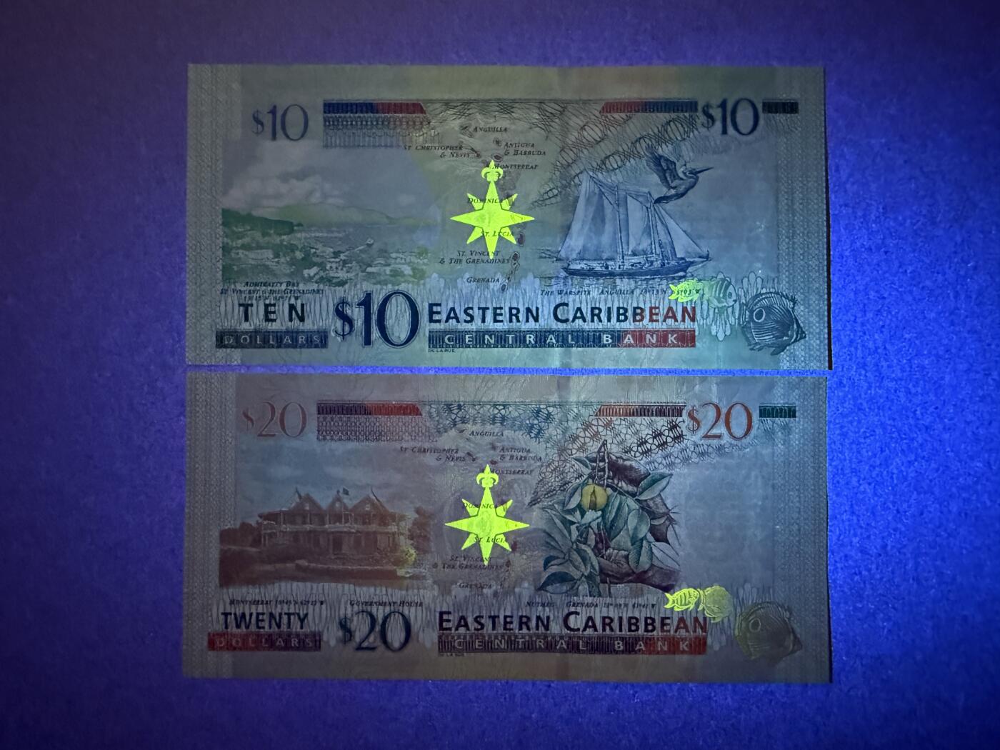 《艾美收藏》第219期-11.9周日外币畅拍场 东加勒比10、20元2张 UNC 2015年 女王