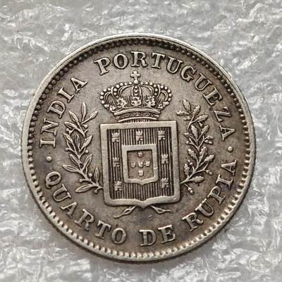 【淘币小摊】限时拍第七百九十五拍  葡属印度爪哇波兰阿根廷专场  满百包邮可预留两周  周一统一发货  - 葡属印度1881年1/4卢比银币 km310
