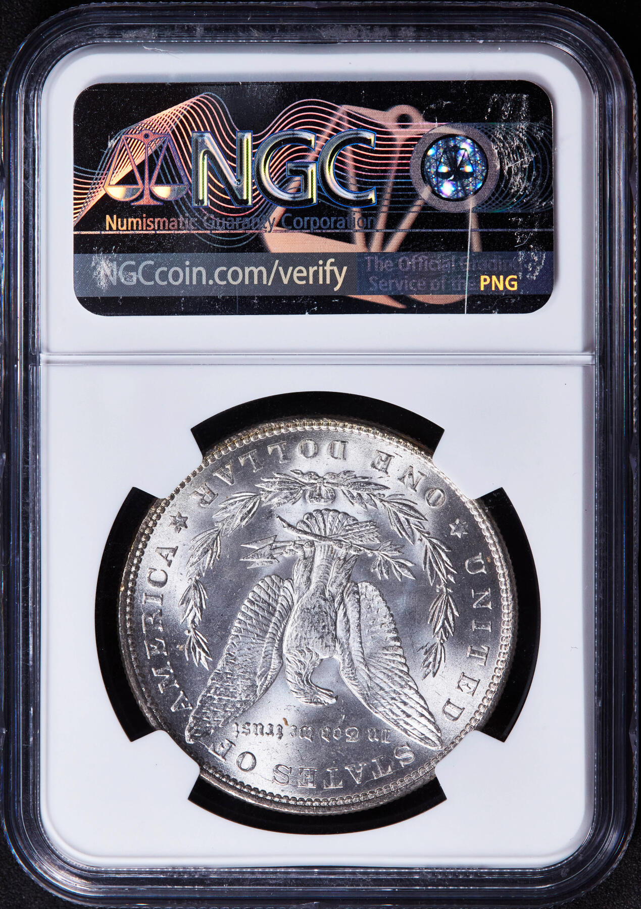【俄甄集藏】2025年(044)11-12星期三晚 19:30 全场包邮 美国1887年摩根1美元大银币，NGC MS64，车轮转光