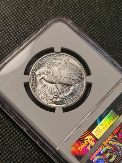 甄臻铺-世界币章拍卖（第38期）立冬小精品场，送拍享返佣金等优惠多多 NGC-MS64 美国1942年行走女神50分银币，满银光好品