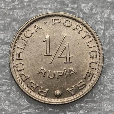 【淘币小摊】限时拍第七百九十五拍  葡属印度爪哇波兰阿根廷专场  满百包邮可预留两周  周一统一发货  - 葡属印度1952年1/4卢比镍币好品相 km25