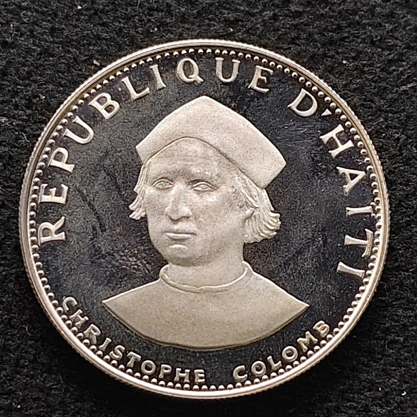 【全场包邮】纯粹捡漏拍477场（免费代拍第14场）调整中 【少见】海地1973年25古德克里斯哥伦布精制纪念银币-量5470