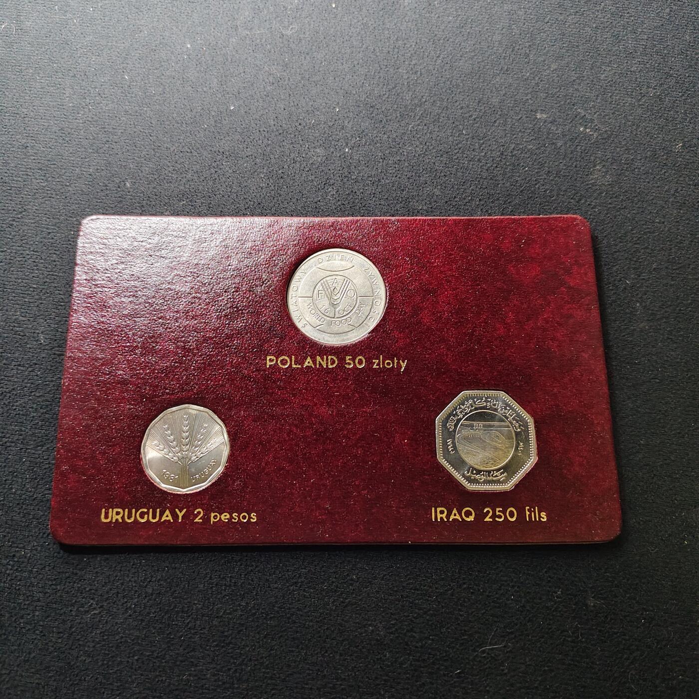 【全场包邮】纯粹捡漏拍477场（免费代拍第14场）调整中 世界各国1981年FAO世界粮食日纪念币3枚卡装-波兰+伊拉克+乌拉圭