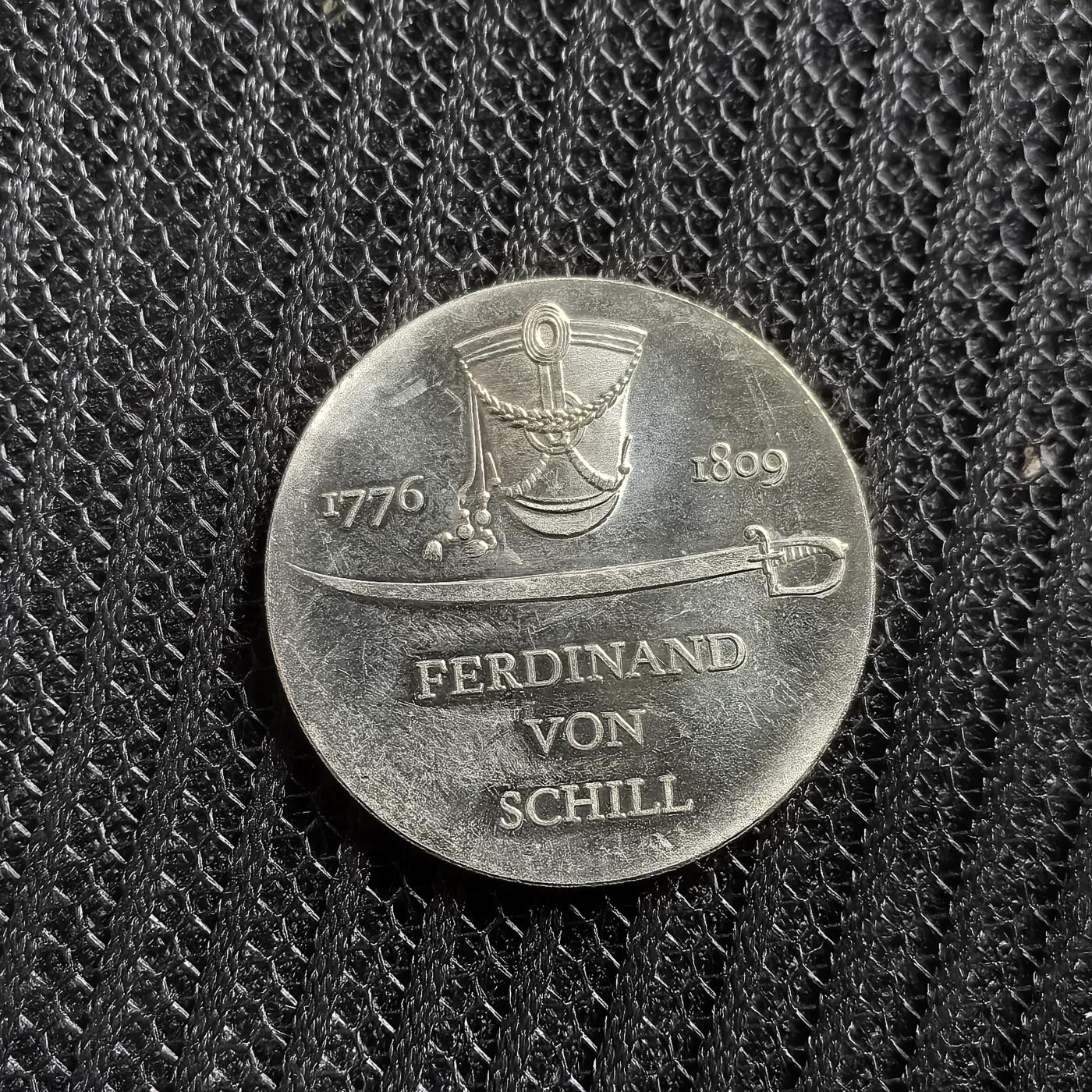 道一币馆币章第一百五十三场 民主德国1976年普鲁士少校费迪南德·冯·席尔诞辰200周年5马克纪念币