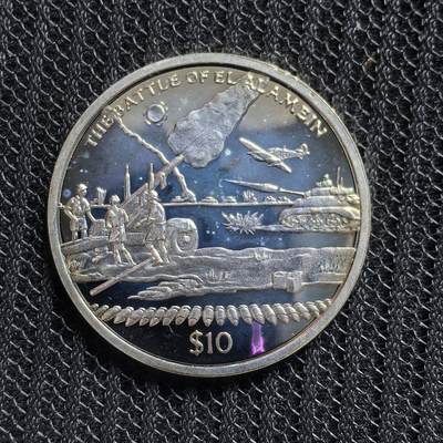 道一币馆币章第一百五十四场 - 塞拉利昂2005年二战著名战役-阿拉曼战役10元精制银币 28.28g 925S 10000