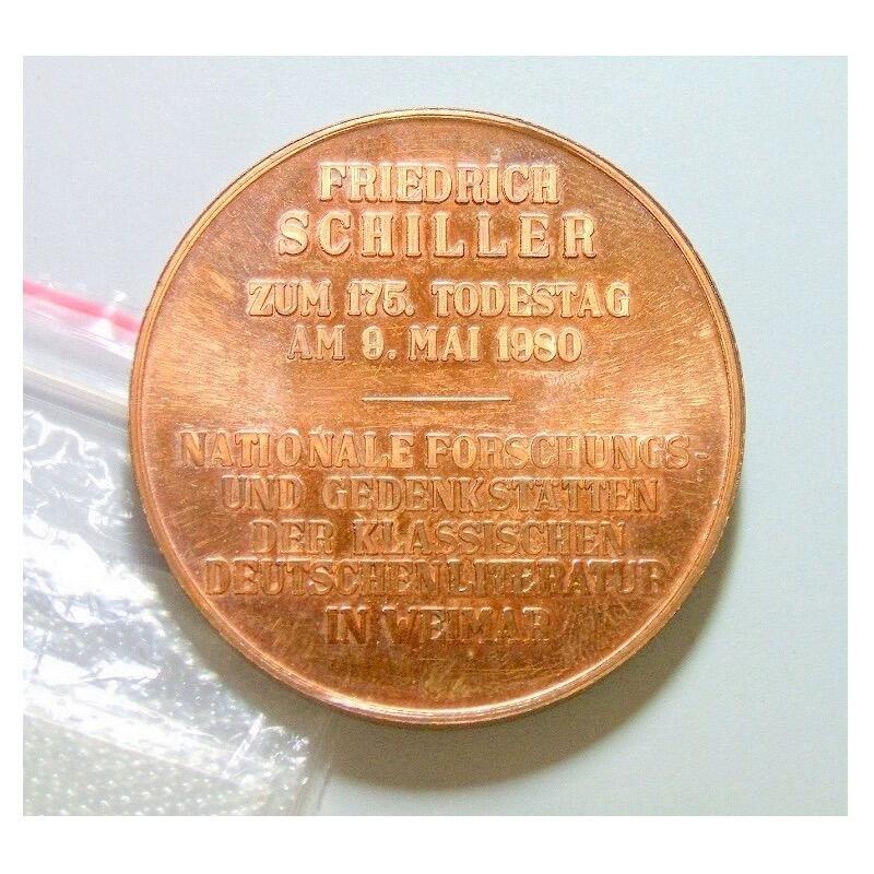 德国1980年 大文豪席勒高浮雕精制大铜章 42MM