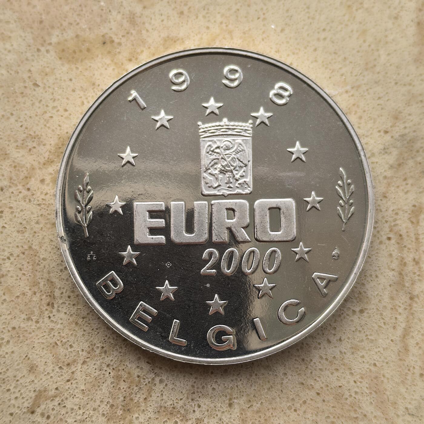 道一币馆币章第一百五十五场 比利时1998年新千年的欧洲-匈牙利的玛丽女王精制银章