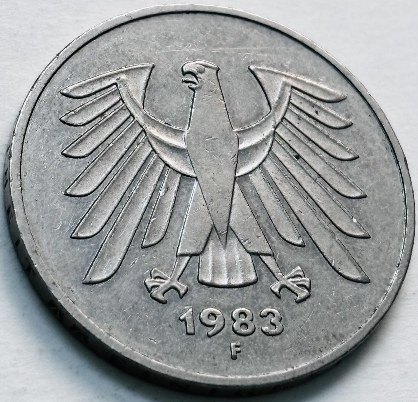 文馨钱币收藏第 279 场，银币，纪念铜章场 长期接收代拍品 1983 年德国 5 马克 F 版