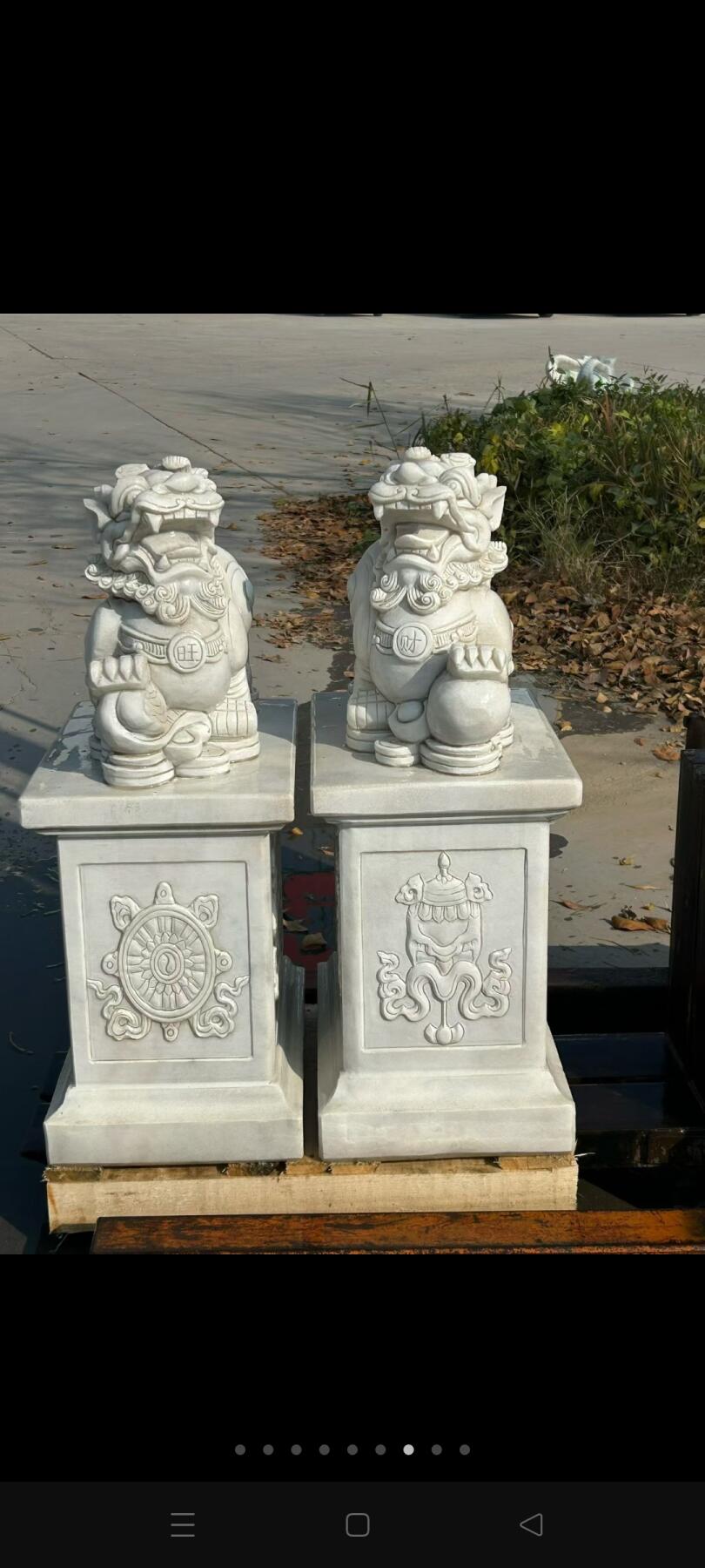 汉白玉石抱鼓门蹲，尺寸如图，全品