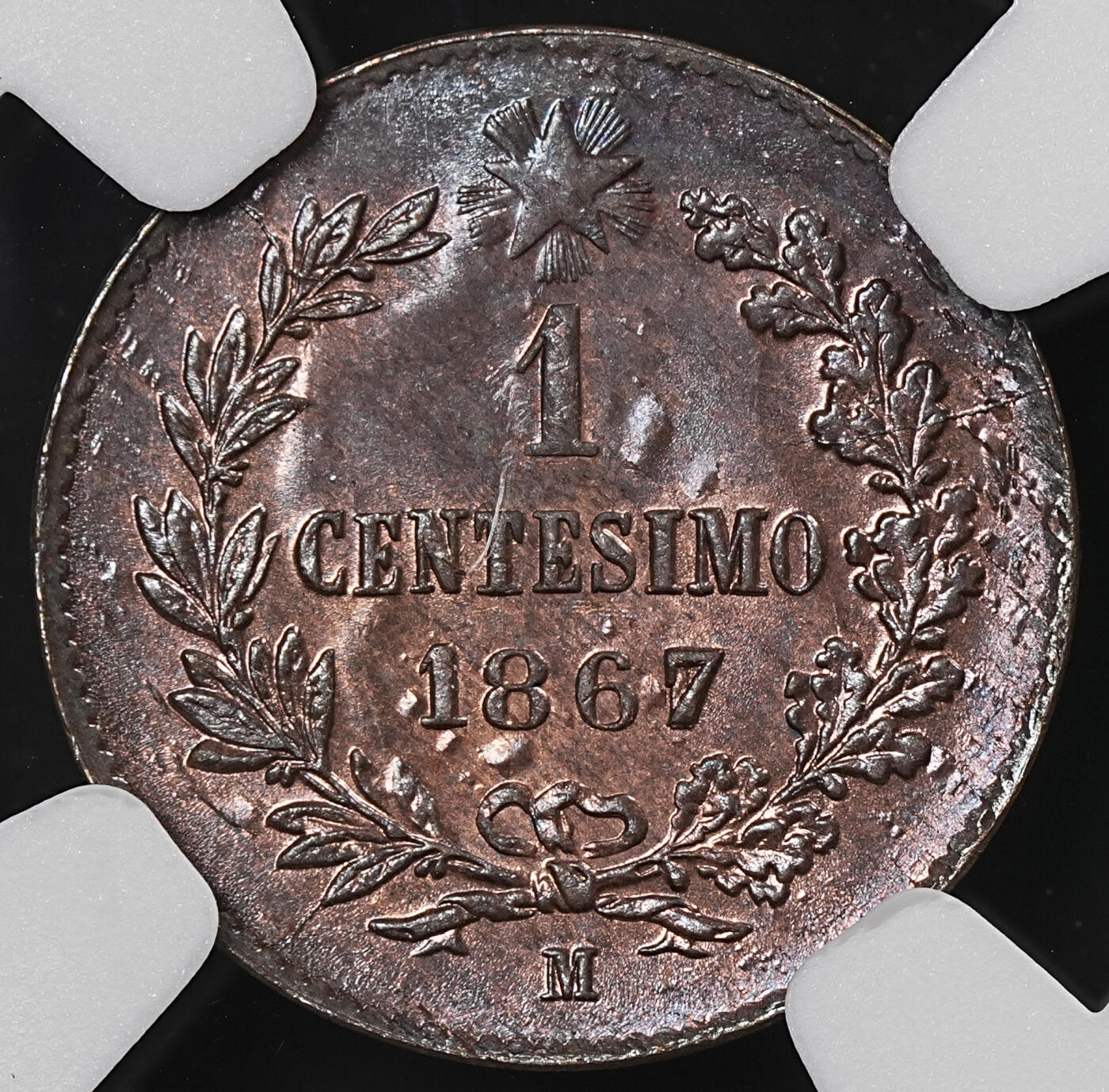 修遠堂世界钱币第九十二期 NGC MS64BN 1867年意大利1分