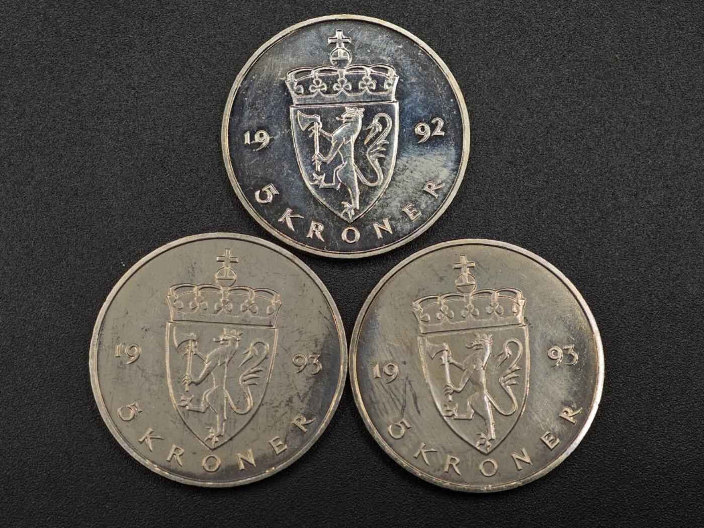 【淘币小摊】实时拍第七百九十一拍   散币纸币套币场   满百包邮可预留二周 每周一统一发货   挪威5克朗3枚