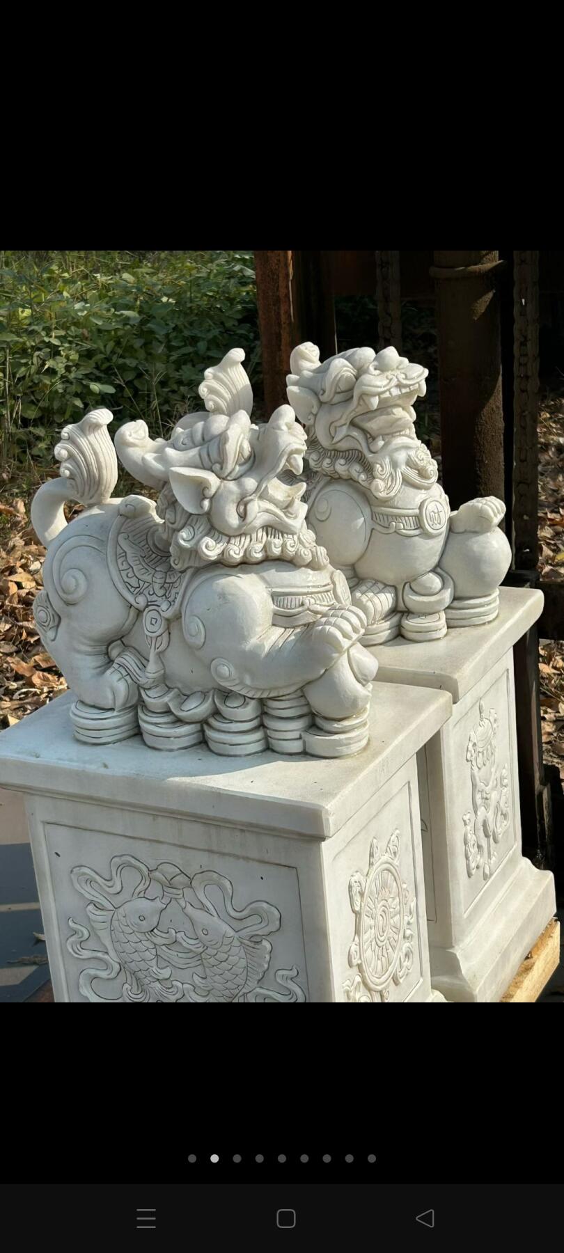 汉白玉石抱鼓门蹲，尺寸如图，全品