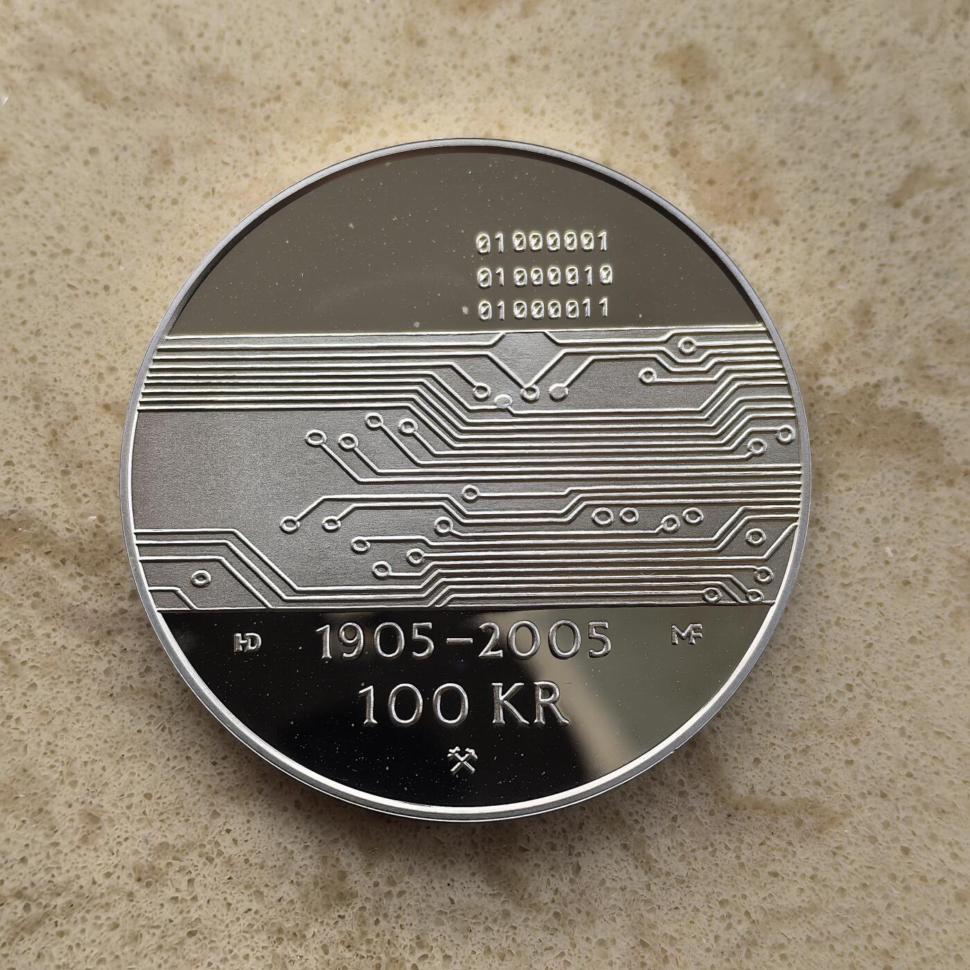 道一币馆币章第一百五十五场 挪威2005年国家独立百年100克朗精制纪念银币  33.6g 925S 