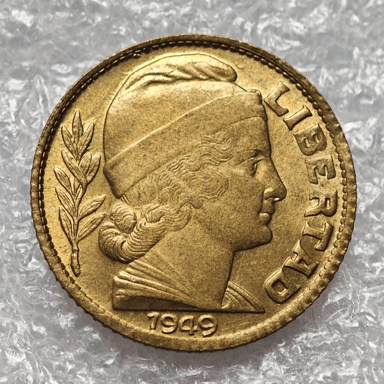 【淘币小摊】限时拍第七百九十五拍  葡属印度爪哇波兰阿根廷专场  满百包邮可预留两周  周一统一发货  阿根廷1949年10分铜币女神头像原光品 km41