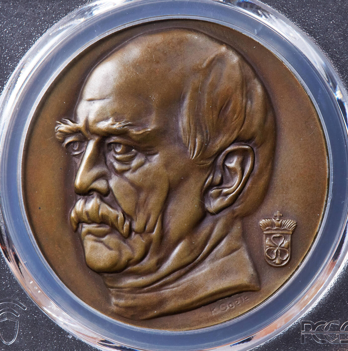 【俄甄集藏】2025年(044)11-12星期三晚 19:30 全场包邮 德国1908年纪念铁血宰相俾斯麦灵柩入驻瓦尔哈拉神殿大铜章，PSGS SP64，卡尔·哥茨作品，高浮雕，唯一冠军分数，稀少品种