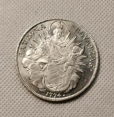 甄臻铺-世界币章拍卖（第38期）立冬小精品场，送拍享返佣金等优惠多多 巴伐利亚 1774A圣母抱婴泰勒银币，PL质感，高分品相