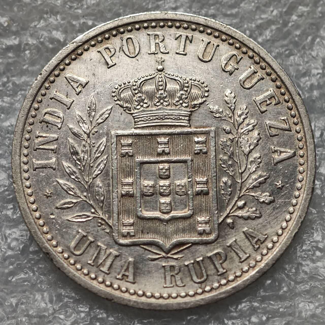 【淘币小摊】限时拍第七百九十五拍  葡属印度爪哇波兰阿根廷专场  满百包邮可预留两周  周一统一发货  葡属印度1903年1卢比银币 km17