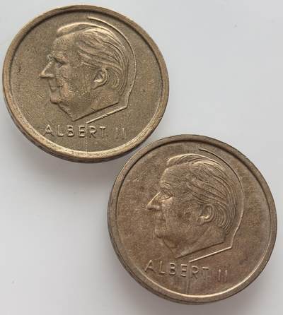  外国优质老铜币银币，周六九点倒数截拍，满百包邮，可寄存半年，喜欢朋友微信扫描二维码可直接参拍 - 比利时国王阿尔贝二世20法郎2枚