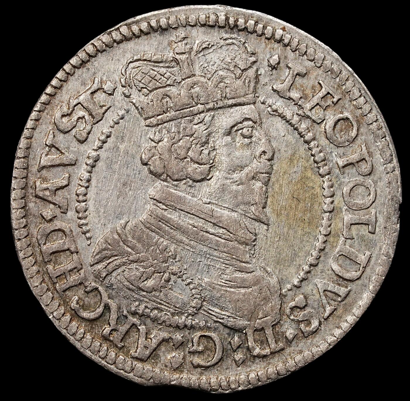 修遠堂世界钱币第九十二期 	1625-1632年神圣罗马帝国利奥波德五世3克鲁泽银币 AU-UNC品 带光