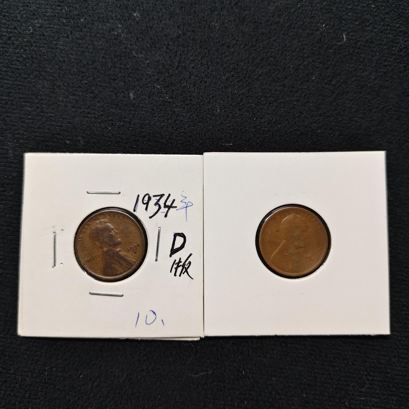 【全场包邮】纯粹捡漏拍476场（免费代拍第13场）调整中 美国早期年份林肯稻穗版1分铜币2枚一组