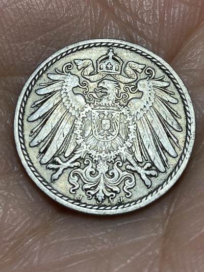 2025年第一百二十五场(总第一百五十一场）外国好品散币(免佣金) - 稀少年份厂标–德意志帝国1903年5芬尼(威廉二世时期，J标汉堡造)