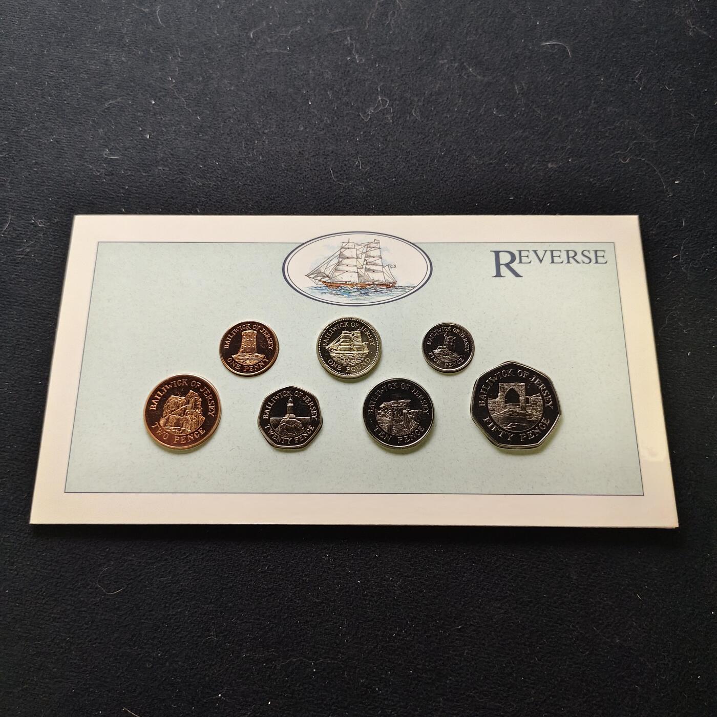 【全场包邮】纯粹捡漏拍477场（免费代拍第14场）调整中 【少见】泽西1992年官方套币-含1元赫伯号帆船-量6000