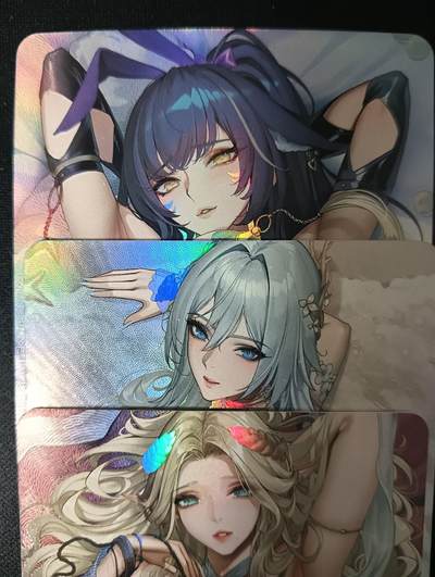 花开卡拍第46期（11月9号周日截拍，品控勿拍!!!拍品不寄存，运费5元，自制卡难免瑕疵，可能存在轻微撞角爆边等出厂瑕疵，品控介意勿拍！） - 漫画妹卡 彩闪3张