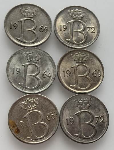  外国优质老铜币银币，周六九点倒数截拍，满百包邮，可寄存半年，喜欢朋友微信扫描二维码可直接参拍 - 比利时博杜安一世25分6枚