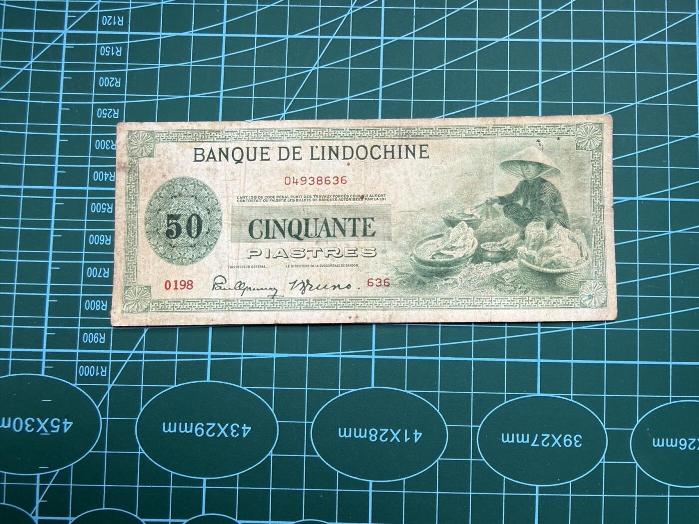 【炜奕收藏】，第五十期 越南法属印支50皮阿斯特，流通品相