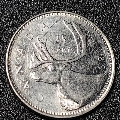 泉币菌-第125场-126场 并场 精品福利场(本场由于周日截拍，需要下周周末发货，感谢理解) - 高币值 加拿大1989年 1/4加拿大元 伊丽莎白二世 驯鹿 24mm 