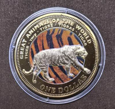 北京马甸外国币专卖第145期，外国币专场，陆续上拍，欢迎关注 - 斐济2009年珍稀动物系列 老虎一元纪念铜币