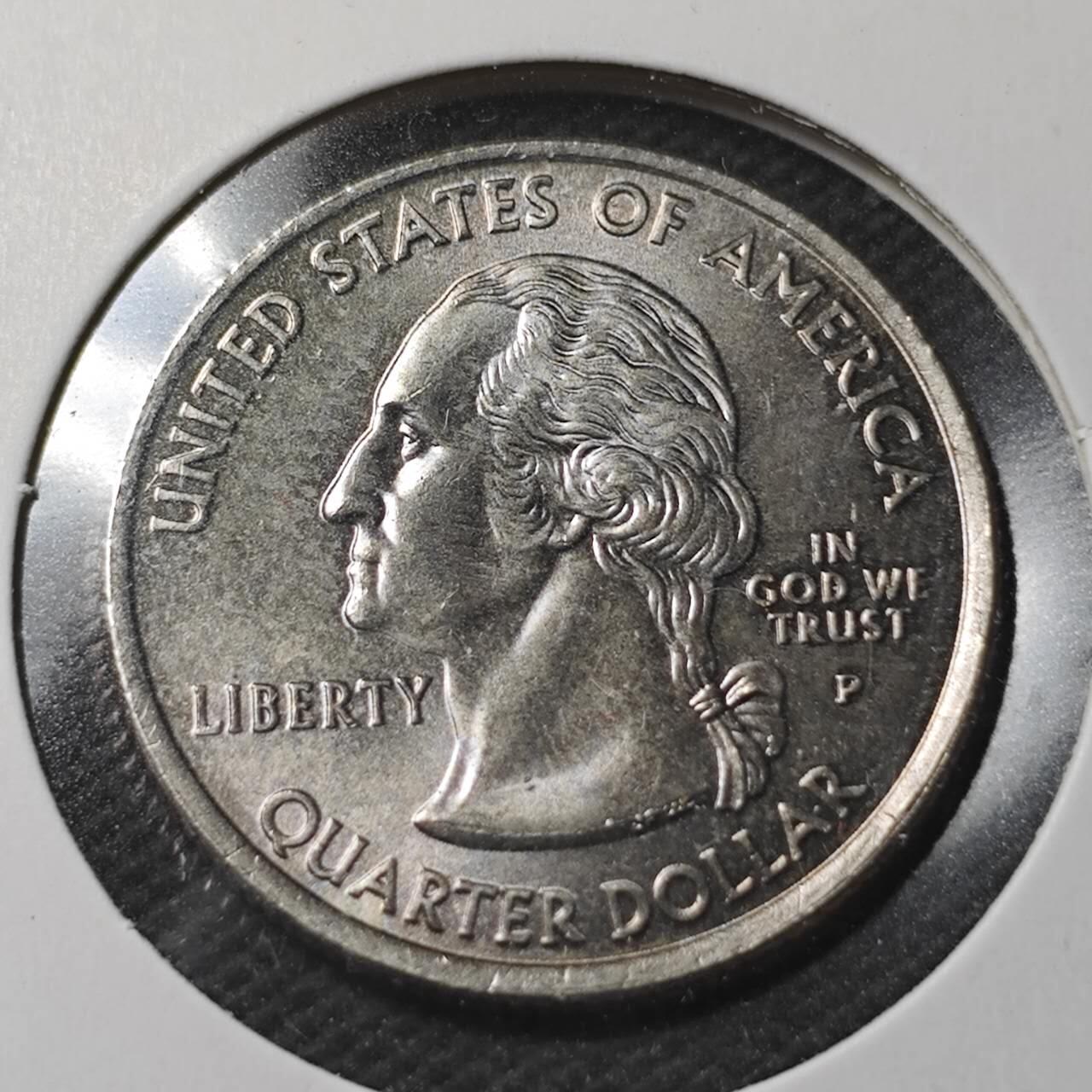 KK钱币收藏小铺  第366场  2月预留时间 周末发货  2008美国25分纪念币 好品