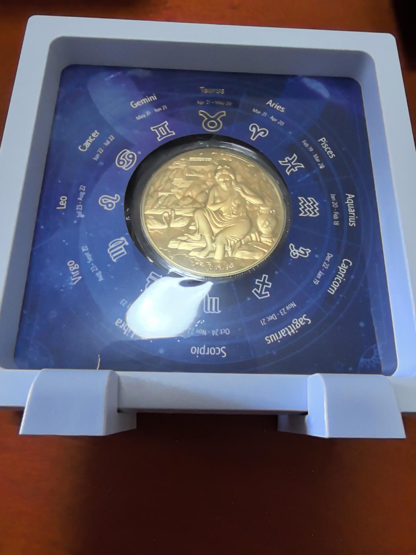 长老汇蛇年精选第七十一场拍卖 2021萨摩亚金牛座阿芙洛狄忒20分铜镀金币，盒证全，3000枚