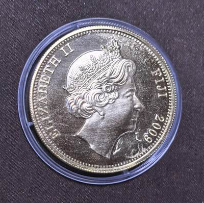 北京马甸外国币专卖第145期，外国币专场，陆续上拍，欢迎关注 2009年斐济野生动物猎豹1元克朗型纪念币 38.6mm精制铜镍硬币