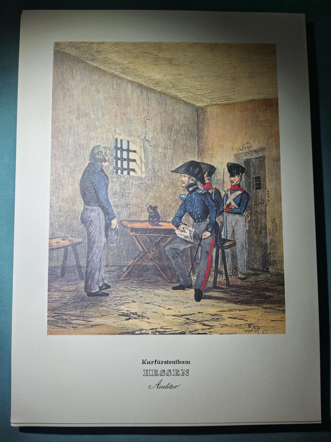 盛世勋华——号角文化勋章邮票专场拍卖第287期 大尺寸手绘图卡 黑森大公国军法官 大A4尺寸 翻印自1848年出版《德意志陆军》一书