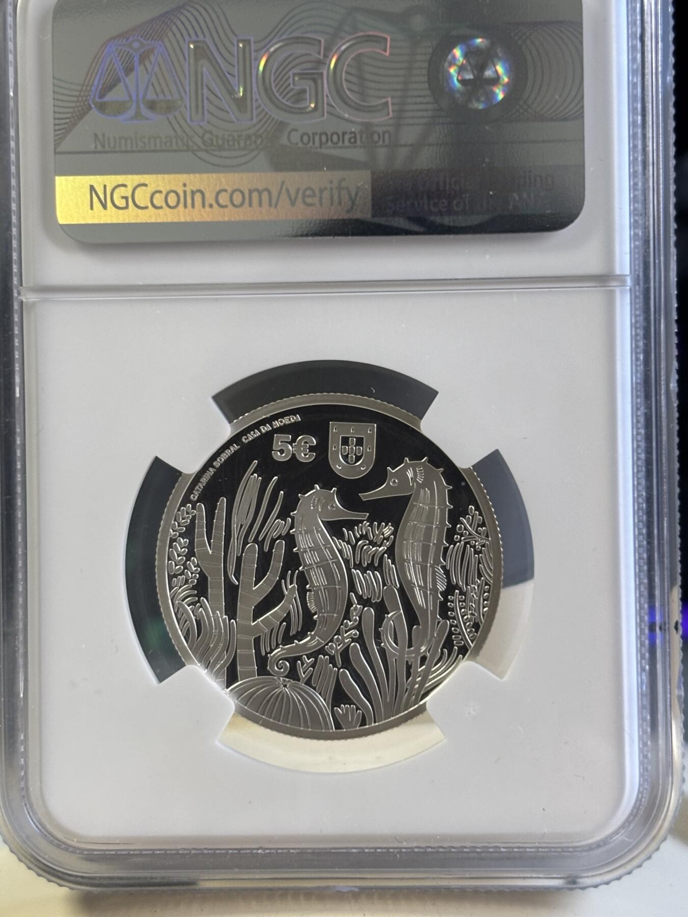 第181期拍卖 葡萄牙2021年海马彩色纪念银币NGC-PF69首期无盒无证书，925银，14克，发行2000枚